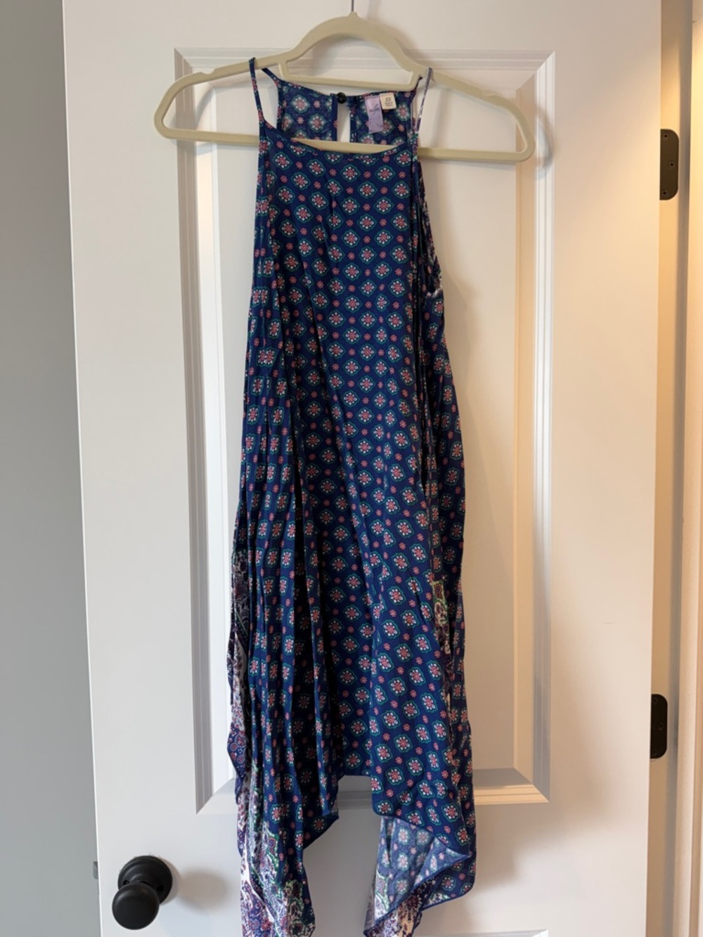 Women’s Blue Floral Asymmetric Skirt